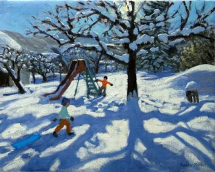 Die Rutsche im Winter, Bourg, St. Moritz